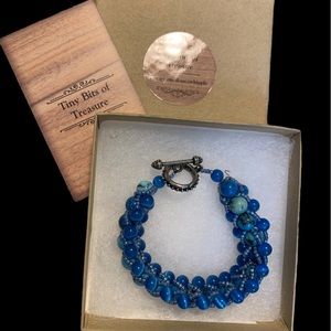 Woven stone and glass bead bracelet. Artisan made. NWT